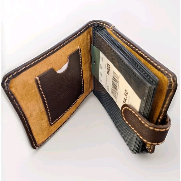 NWT Eddie BAUER BROWN LEATHER MINI PHOTO ALBUM WALLET - Picture 4 of 6